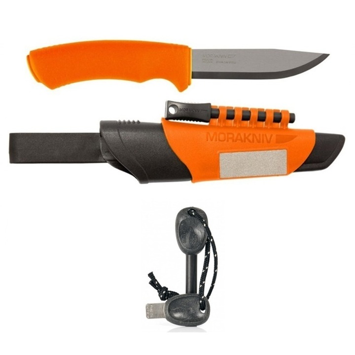 Pachet promo Cutit Morakniv Bushcraft Survival Orange si Amnar Swedish FireSteel BIO army 2in1, Light My Fire