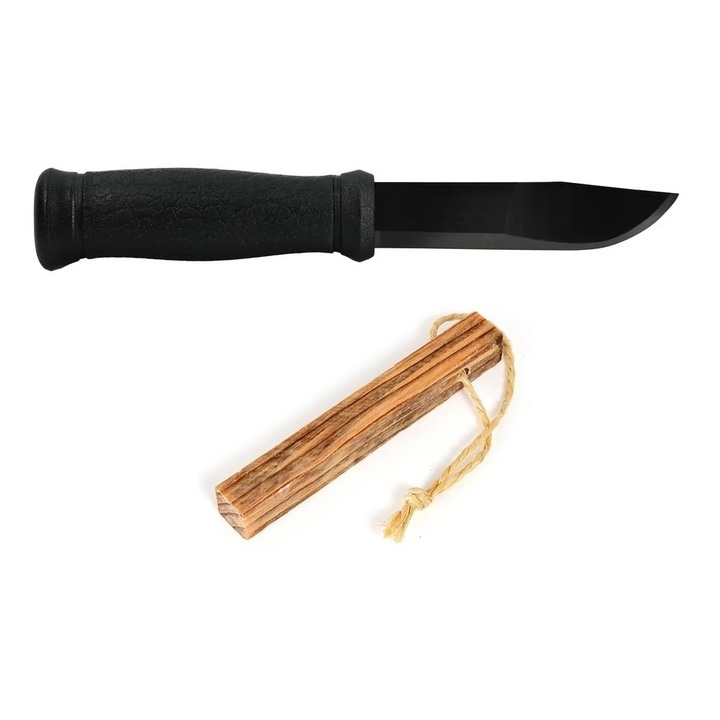 Pachet promo Cutit bushcraft Morakniv 2000 (S) Black Edition si Iasca Tinder-on-a-Rope, Light My Fire