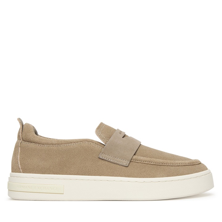 Mocasini Armani Exchange din piele naturala bej, Bej