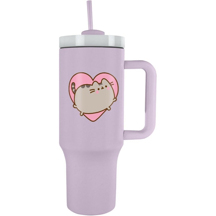 Cana de calatorie - Pusheen - Heart, Inox, Roz