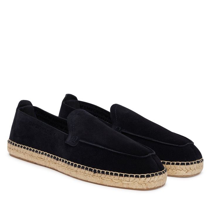 Férfi mokaszin, Emporio Armani, természetes bőr, kék/fekete, 40 EU