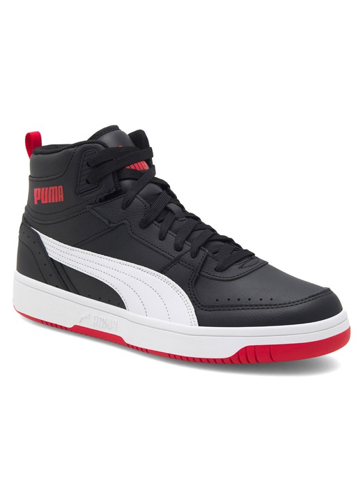 Tenisi barbati, Puma, material sintetic, negru/alb, talpa plata, partea superioara inalta, 44.5 EU
