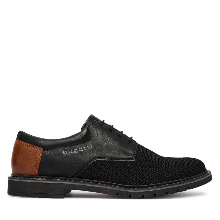 Pantofi barbatesti, Bugatti, piele ecologica, negru, 46 EU
