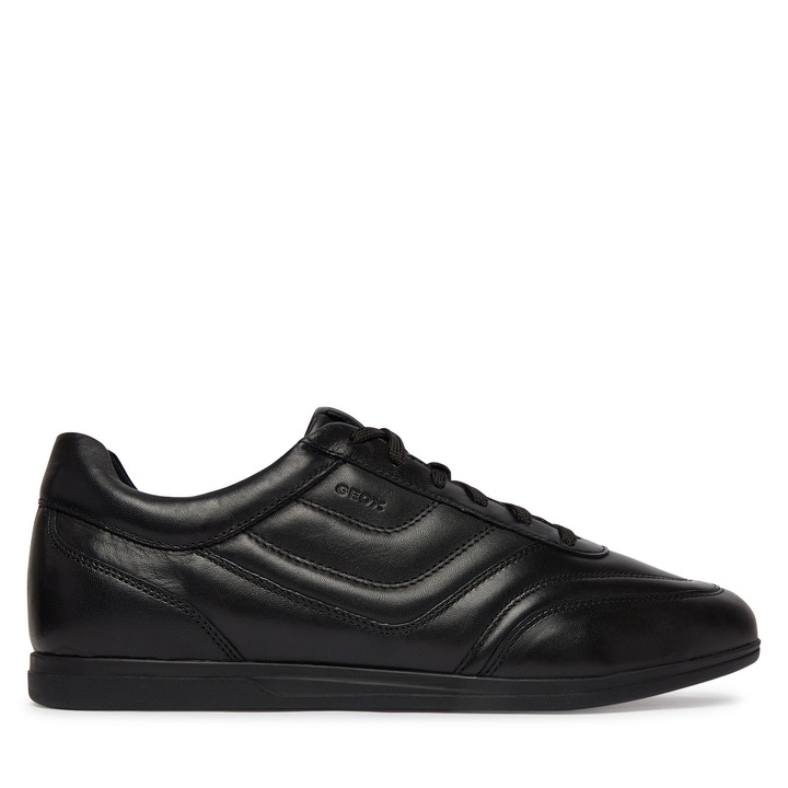 Férfi tornacipő, Geox, természetes bőr, fekete, légáteresztő, 46 EU