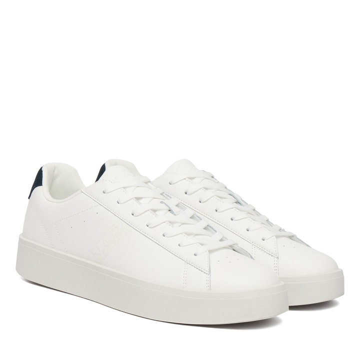 Férfi tornacipő, Napapijri, természetes bőr, fehér, vastag talp, 46 EU