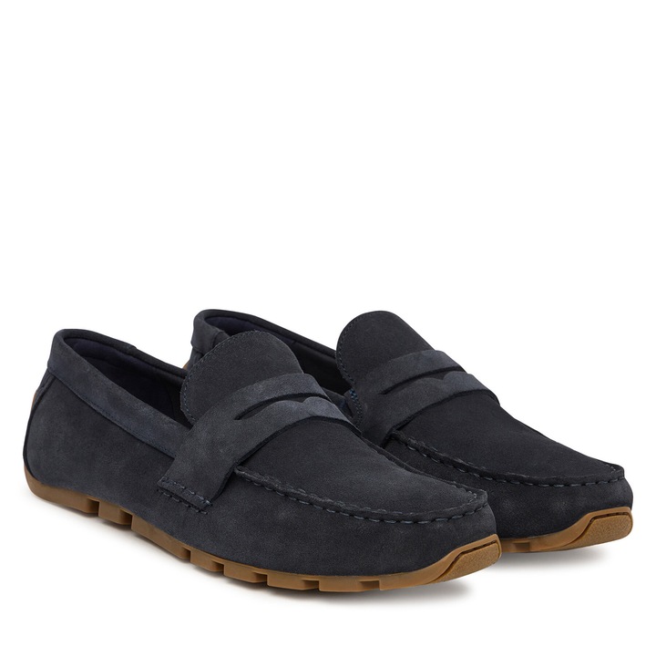 Mocasini barbati Clarks, piele naturala, albastru, material sintetic, 46 EU