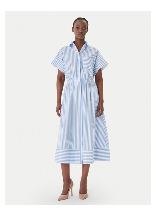 Rochie camasa Joop, dungi, albastru deschis, 69% bumbac, 26% nylon, 5% elastan