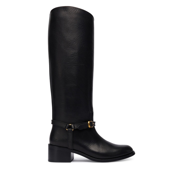 Cizme dama, Polo Ralph Lauren, piele naturala, negru, slip-on