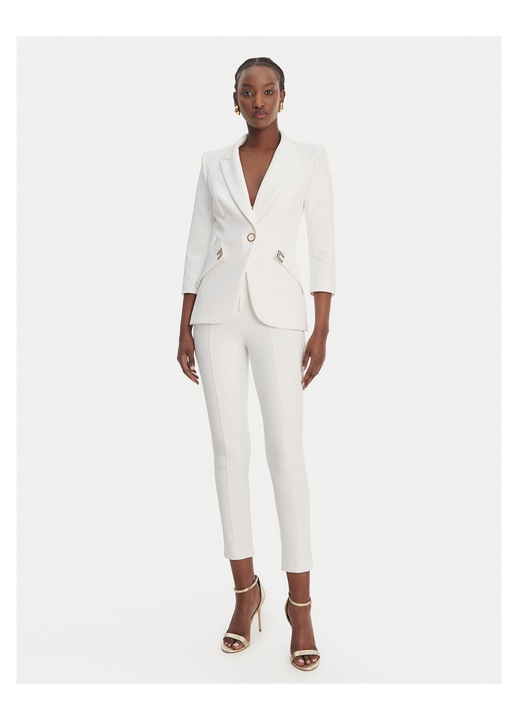 Pantaloni dama, Elisabetta Franchi, poliester, alb, fermoar