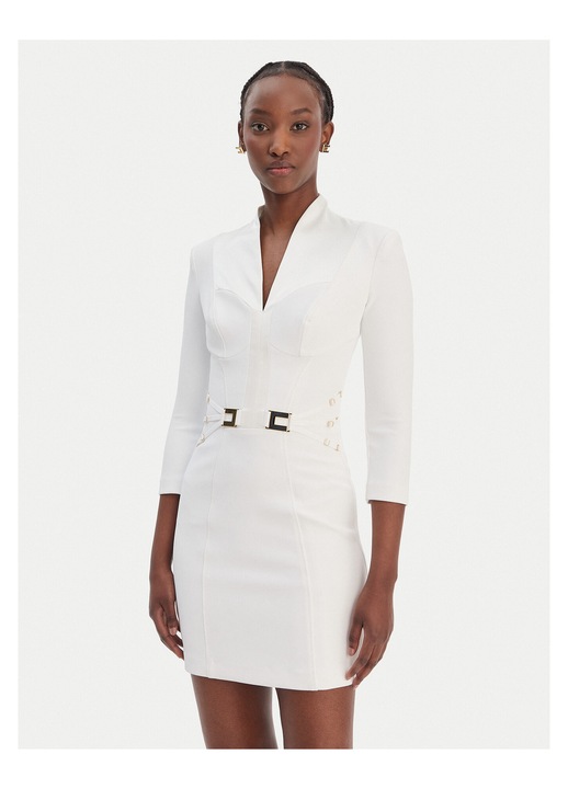 Rochie cocktail alb, Elisabetta Franchi, Alb