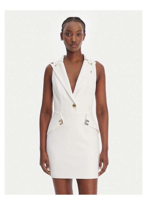 Rochie cocktail, Elisabetta Franchi, alb, poliester, fermoar