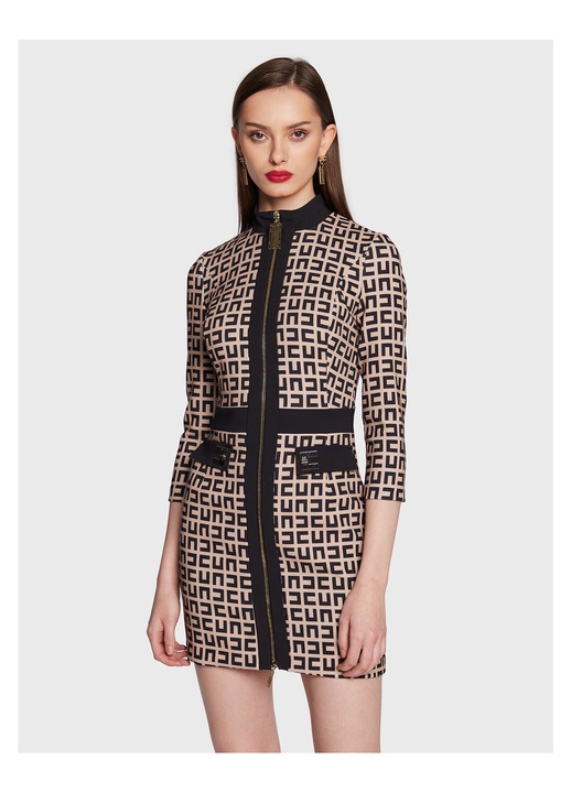 Rochie de cocktail, Elisabetta Franchi, bej, material sintetic, 46 EU