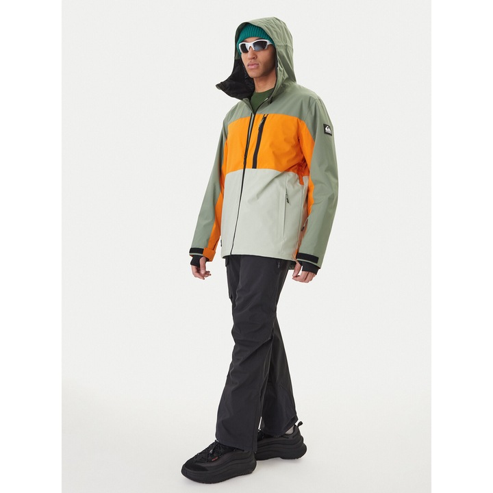 Geaca snowboard barbati, Quiksilver, multicolor, poliester reciclat, fermoar, S INTL