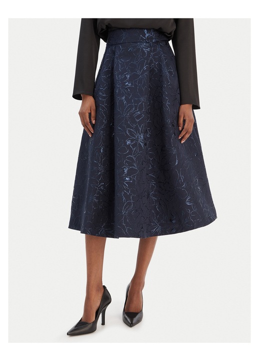 Fusta trapezoidala, Rinascimento, bleumarin, fermoar, 59% poliester, 23% fibra metalica, 18% poliamida, S INTL