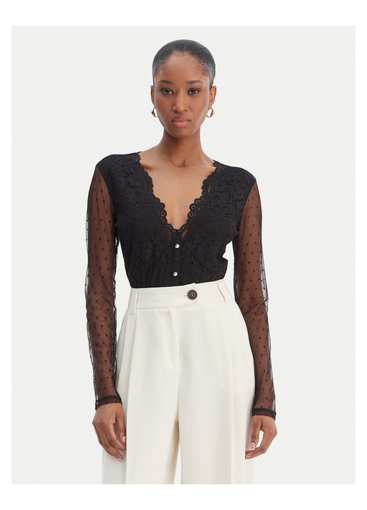 Body dama, Morgan, negru, 72% poliamida, 24% viscoza, 4% elastan, Negru