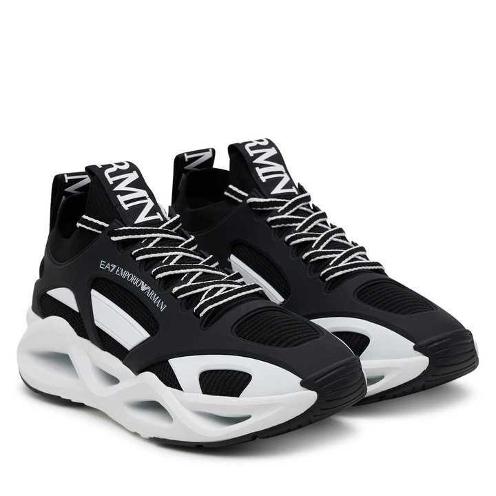 Férfi tornacipő, EA7, ökológiai bőr, fekete/fehér, 46 EU