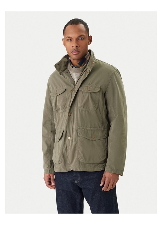 Geaca de tranzitie barbati, Barbour, din bumbac, fermoar, verde
