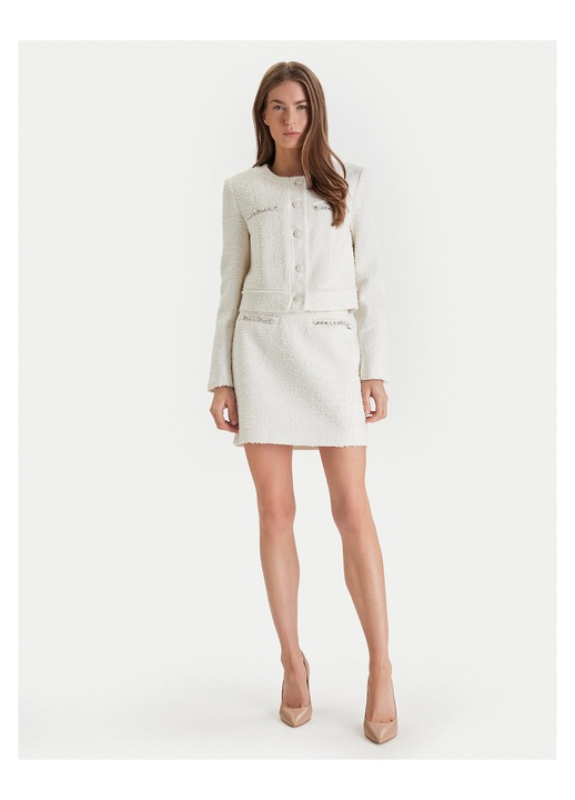 Fusta mini, GUESS, poliester, ecru, fermoar, 2XL INTL