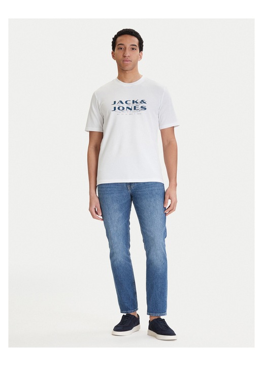 Tricou barbati, Jack & Jones, alb, 58% poliester reciclat, 42% bumbac
