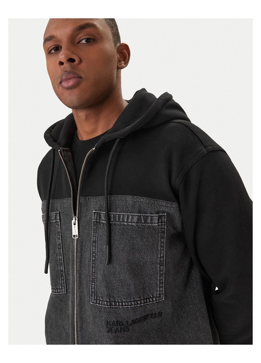 Geaca de blugi Barbati, karl lagerfeld jeans, 50% bumbac, 50% bumbac organic, Gri