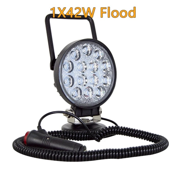 Работен прожектор 42W, регулируемо осветление, IP67, 12V/24V