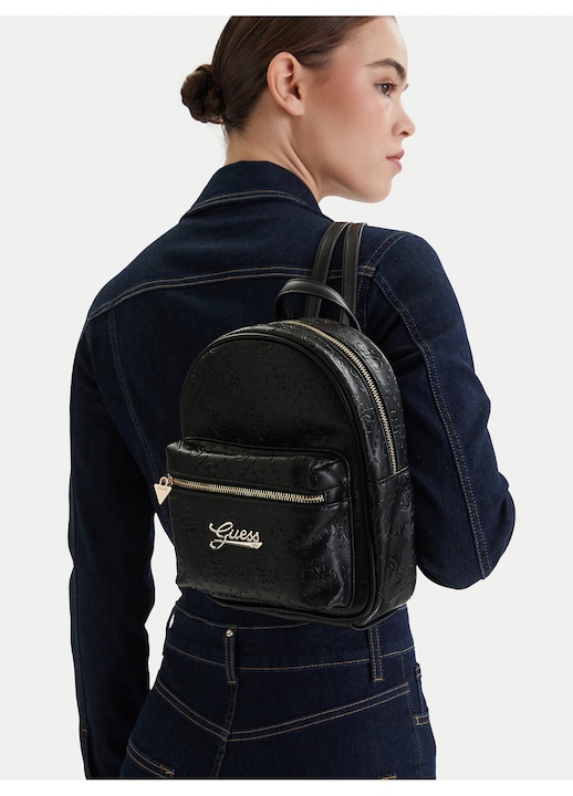 Rucsac Guess, piele ecologica, negru, One Size INTL