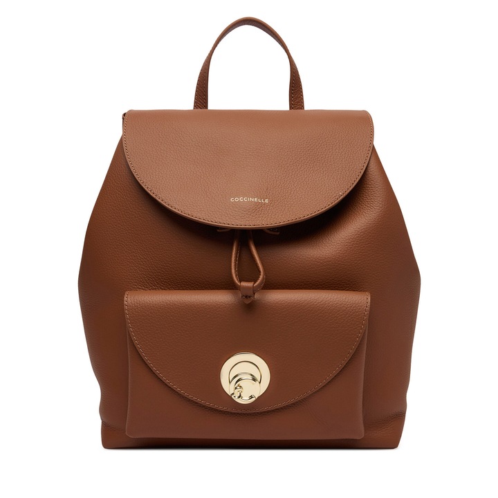 Rucsac Coccinelle, piele naturala, maro, One Size INTL