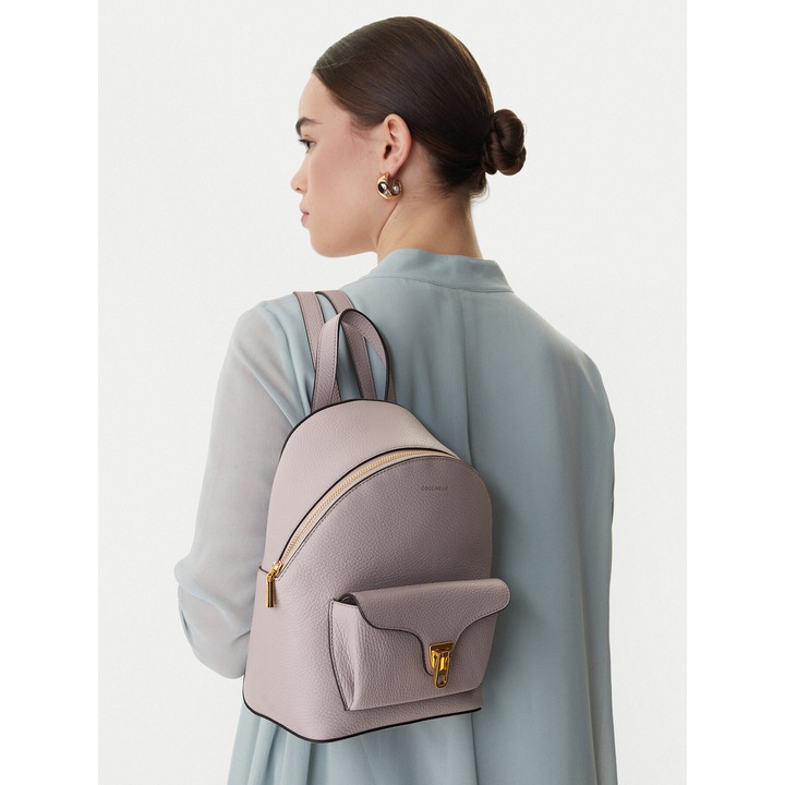 Rucsac dama, Coccinelle, piele naturala, gri, One Size INTL