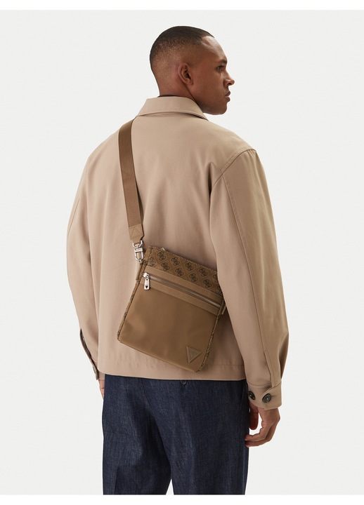 Férfi övtáska, Guess, szövet, bézs, One Size INTL