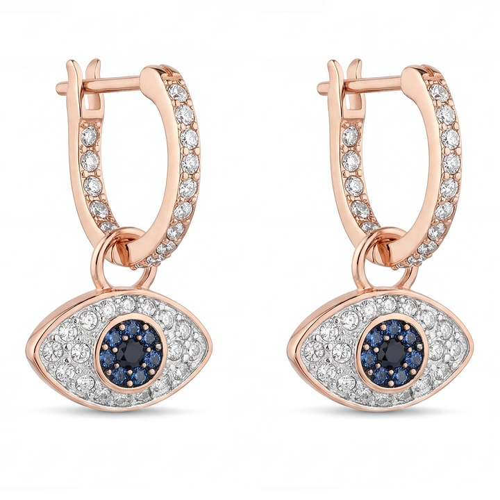 Cercei dama, Swarovski, roz, plastic, One Size INTL