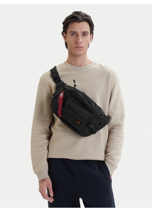 Férfi táska, Alpha Industries, textil anyag, fekete, One Size INTL
