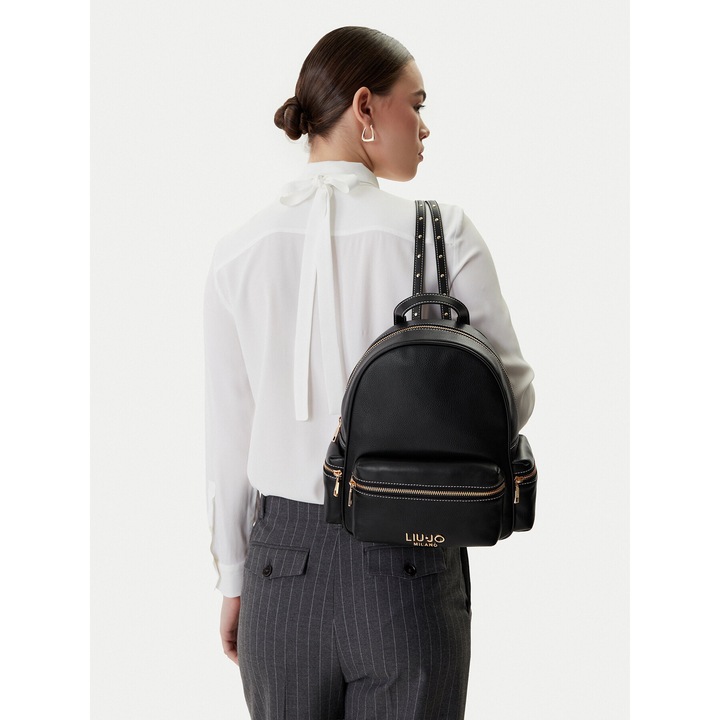 Rucsac fashion dama, Liu Jo, piele ecologica, negru, One Size INTL