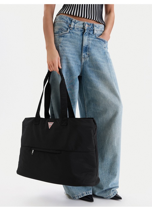 Geanta dama, Guess Jeans, neagra, One Size INTL, material textil, design elegant