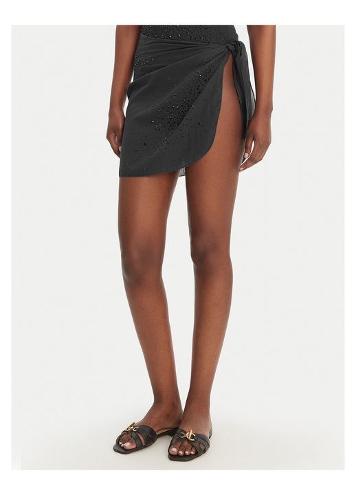 Fusta mini, GUESS, bumbac, maro, Negru, One Size