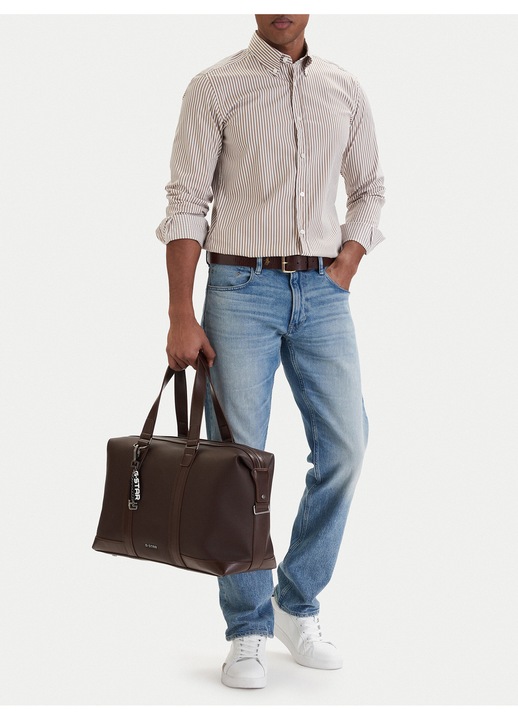 Férfi hétvégi táska, G Star Raw, szövet, barna, One Size INTL