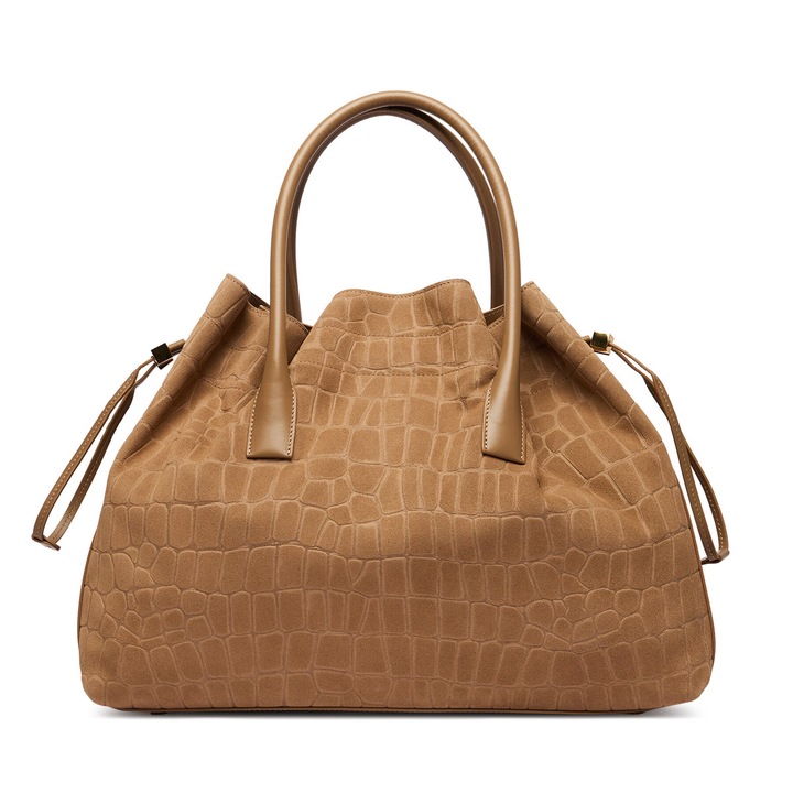 Geanta dama, Elisabetta Franchi, piele naturala, bej, One Size INTL