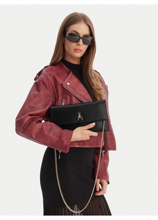 Patrizia Pepe táska, természetes bőr, fekete, egy méret (INTL), védőtasakkal együtt