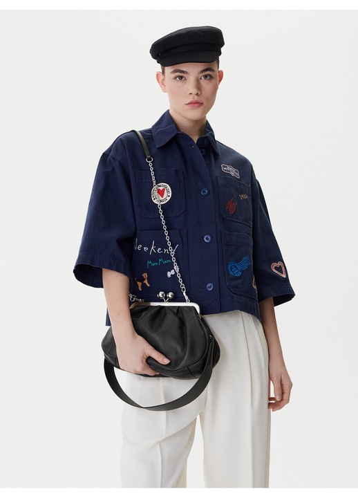 Női táska, Weekend Max Mara, természetes bőr, kék, One Size INTL