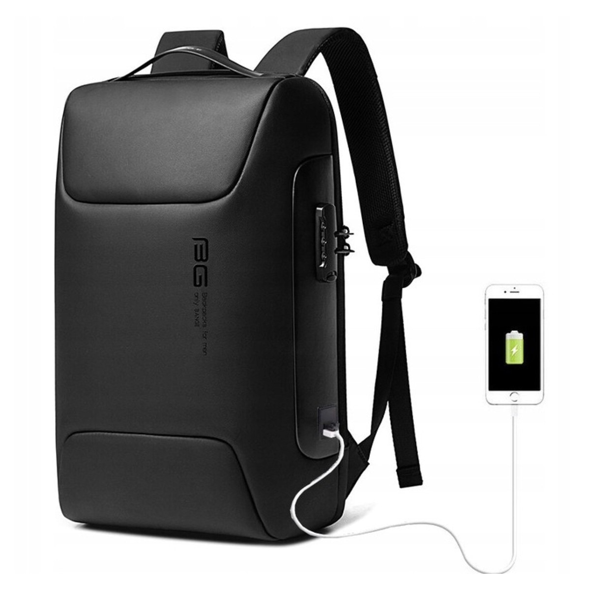 Rucsac laptop, Bange, antifurt, 15.6", impermeabil, 24L, negru, 47x33x16cm
