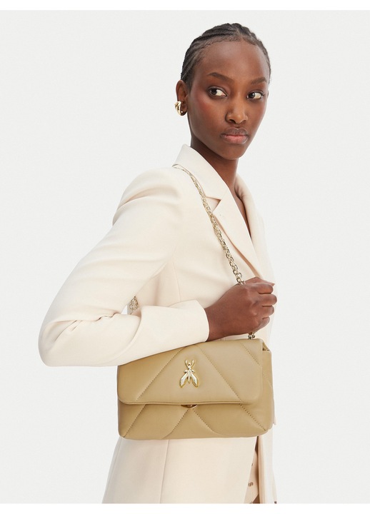 Női táska, Patrizia Pepe, természetes bőr, bézs, One Size INTL