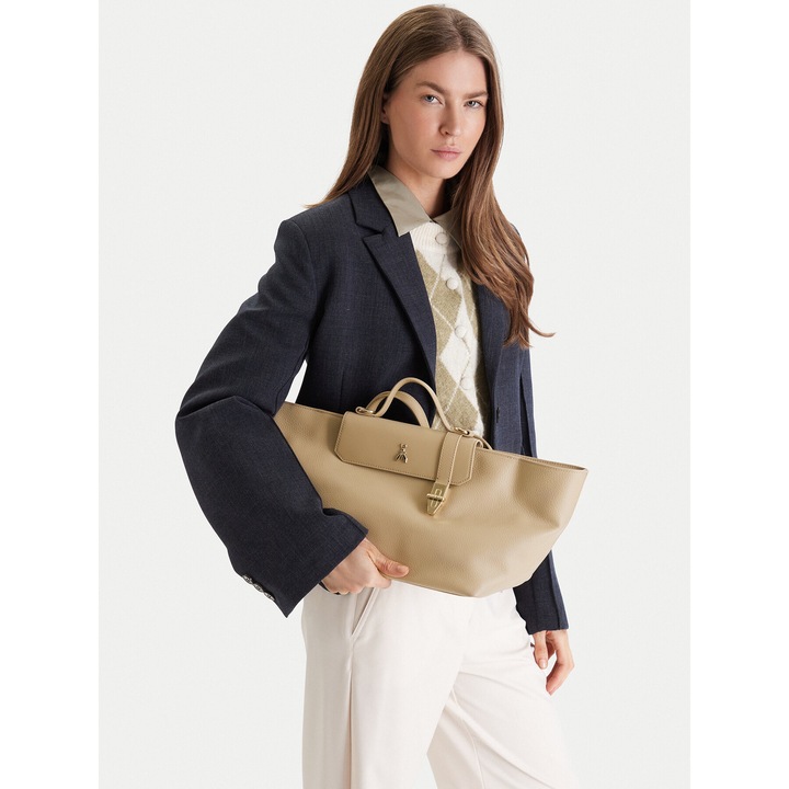 Női táska, Patrizia Pepe, természetes bőr, bézs, One Size INTL