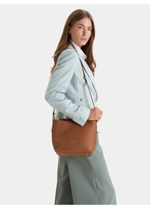 Geanta dama, Patrizia Pepe, piele naturala, maro, One Size INTL