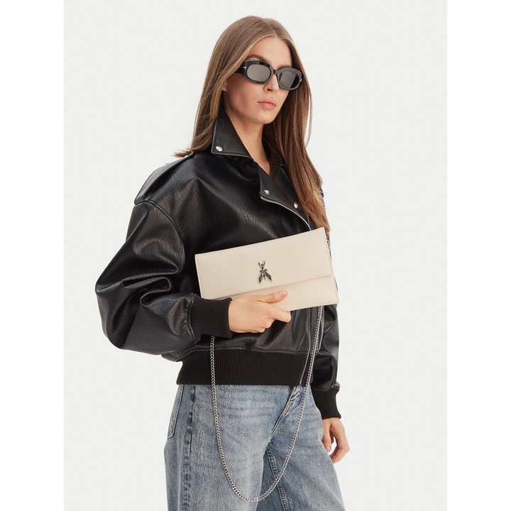 Női táska, Patrizia Pepe, természetes bőr, bézs, One Size INTL, védőzsákkal együtt