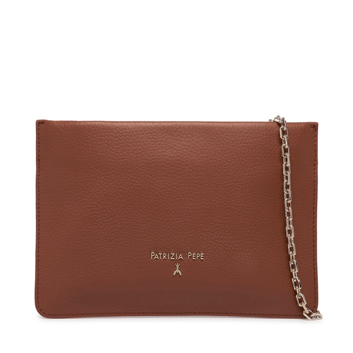 Női táska, Patrizia Pepe, természetes bőr, barna, One Size INTL, porzsákkal készletben