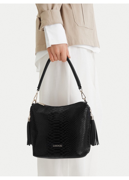 Geanta dama, Lasocki, neagra, material sintetic, dimensiune compacta