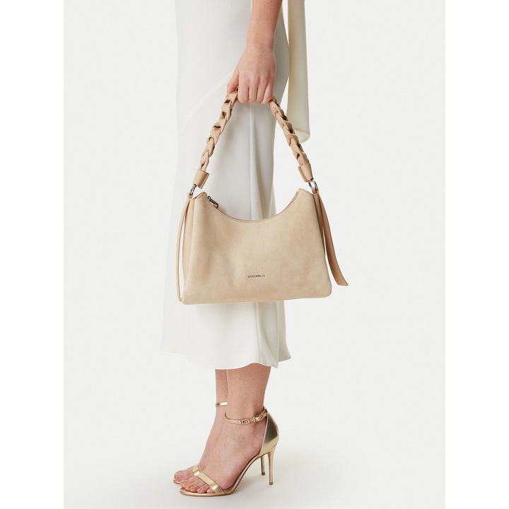 Női táska, Coccinelle, természetes bőr, bézs, One Size INTL, porzsákkal készletben