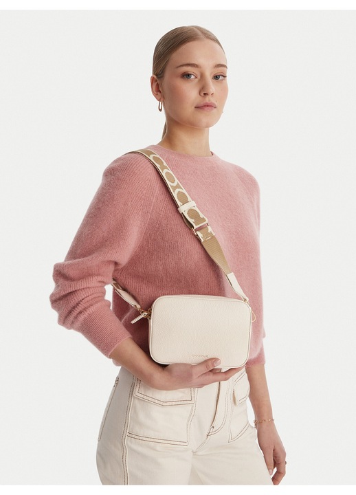 Női táska, Coccinelle, természetes bőr, bézs, One Size INTL, porzsákkal ellátott szett