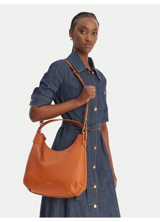 Női táska, Coccinelle, természetes bőr, barna, One Size INTL, védőzsákkal