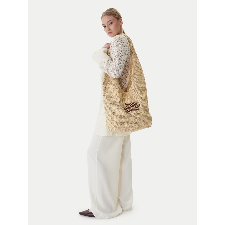 Női táska, Karl Lagerfeld, bézs, nagy méret, szintetikus anyag