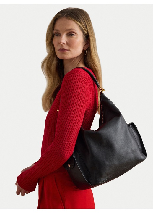 Geanta dama, Lauren Ralph Lauren, piele naturala, negru, One Size